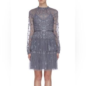 ✨Needle&thread  long sleeve  Gray dress women size 8 👗